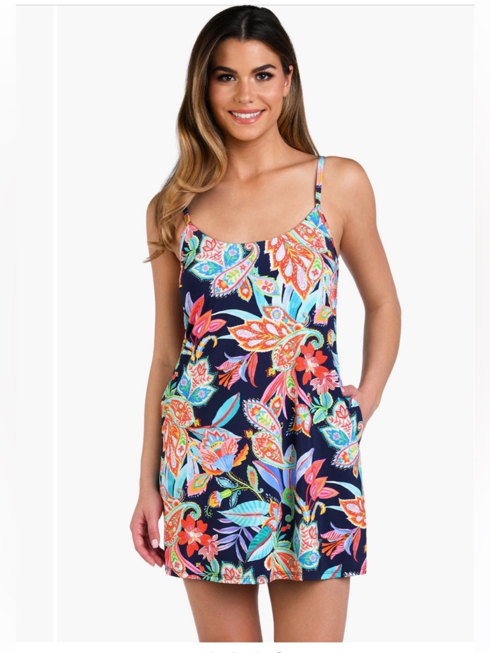 NWT La Blanca Tropidelic Paisley Cover Up Tank Dress size Small